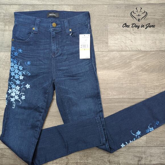Karen Kane Embroidered Ankle Jeans Size 2 - Picture 1 of 7